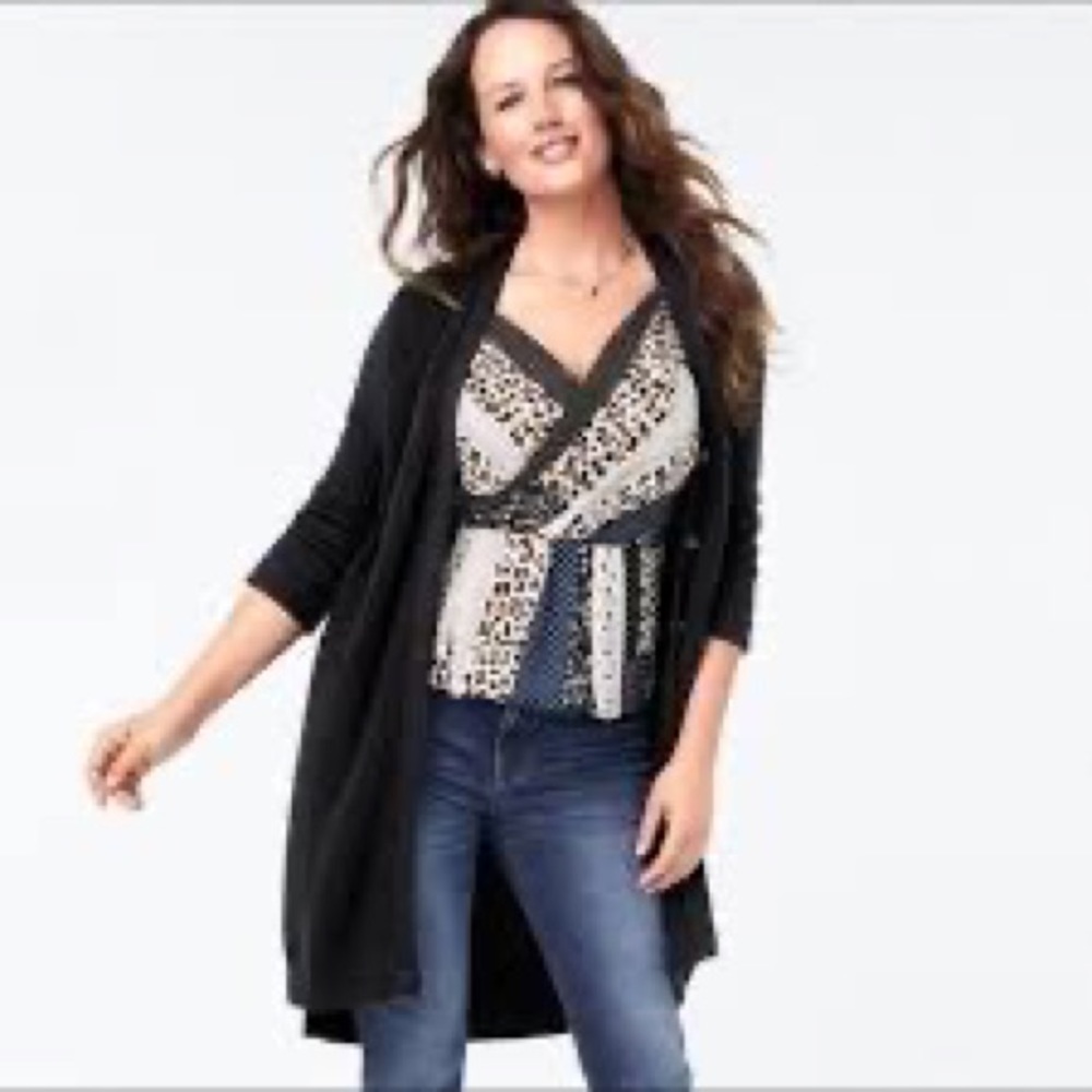 Cabi Crossover Cami - Sz 6 - Print Patchwork Tank Top - Navy, White, Black, Tan